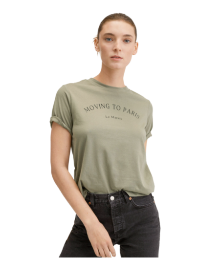 Olive T-shirt with Slogan