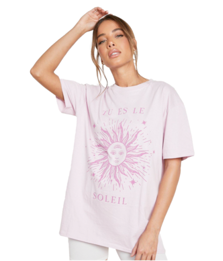 Pink T-shirt with Sun Print